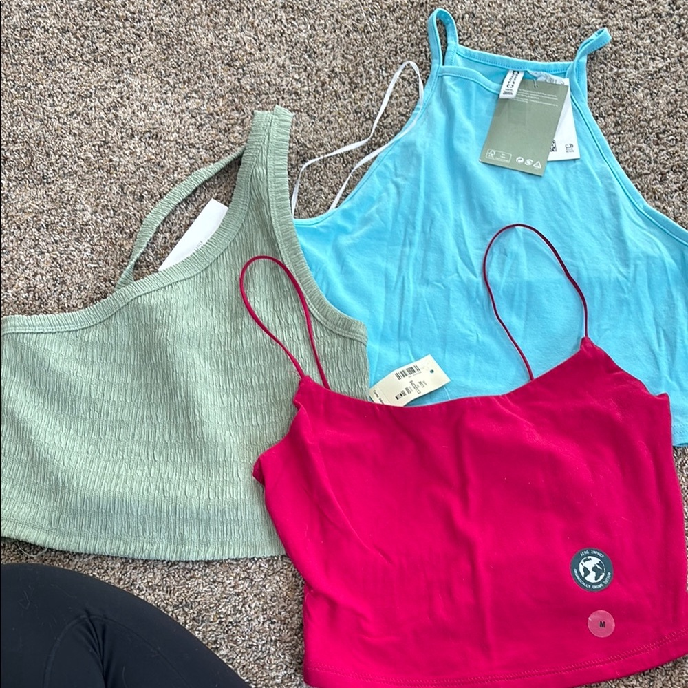 Stylish Women's Tank Top Lot of 3 - Pink, Blue, Green
